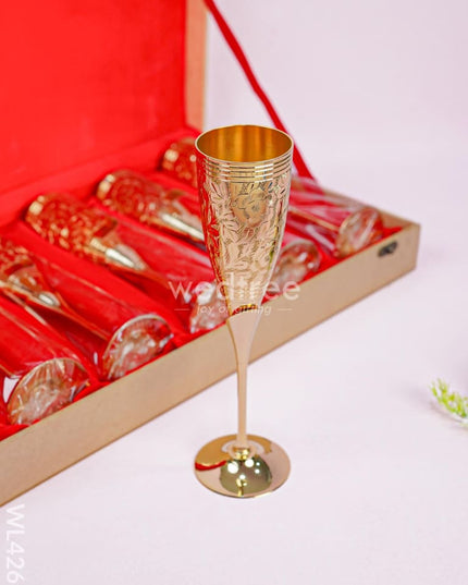 24kt Gold Brass Wine Glass - Set of 6 - WL4268