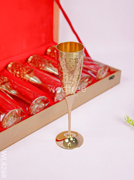 24kt Gold Brass Wine Glass - Set of 6 - WL4268