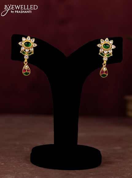 Jadau necklace peacock design with jadau kundan stones and pearl & mint green beads hangings