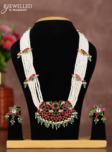 Jadau beaded necklace with jadau kundan stones and pearl & beads hangings