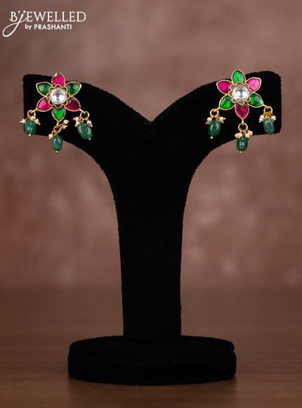 Jadau beaded necklace with jadau kundan stones and pearl & beads hangings