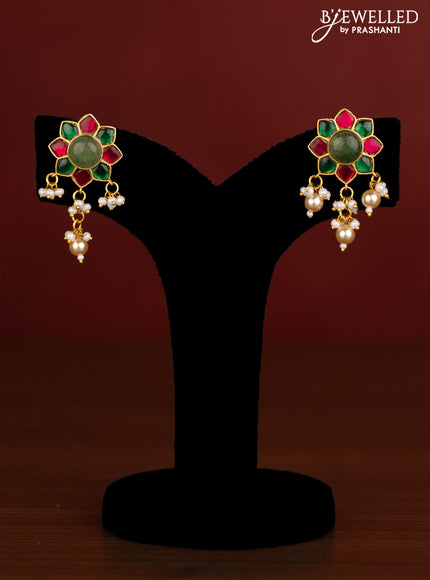 Jadau pearl haaram multilayer with jadau kundan stones and pearl hangings