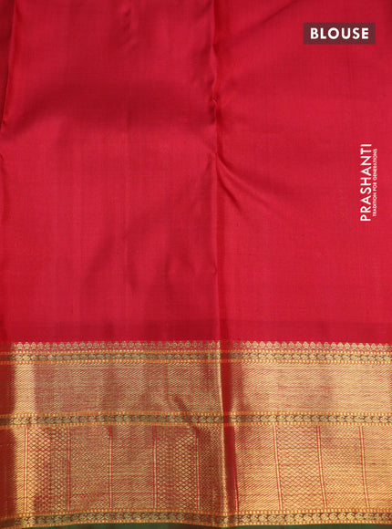 Pure kanchipuram silk saree green and red with zari woven buttas and zari woven border