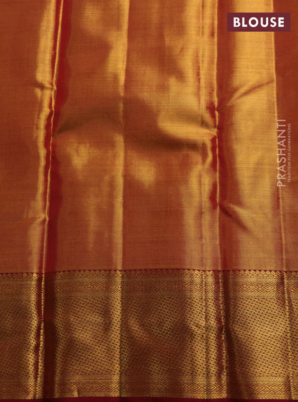 Pure Kanjivaram Silk Saree peachish pink and black with korvai border and 1000 buttas