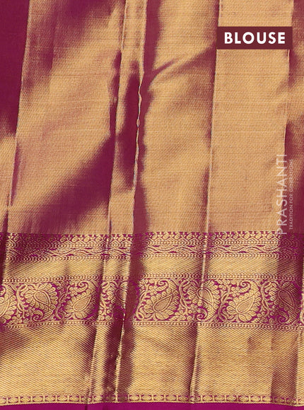 Pure Kanjivaram Silk Saree beige and pink with golden zari round buttas and simple zari border