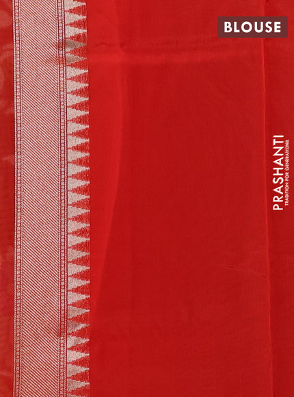 Kosa jamdhani silk saree coffee brown and orange with allover thread & zari weaves and zari woven border