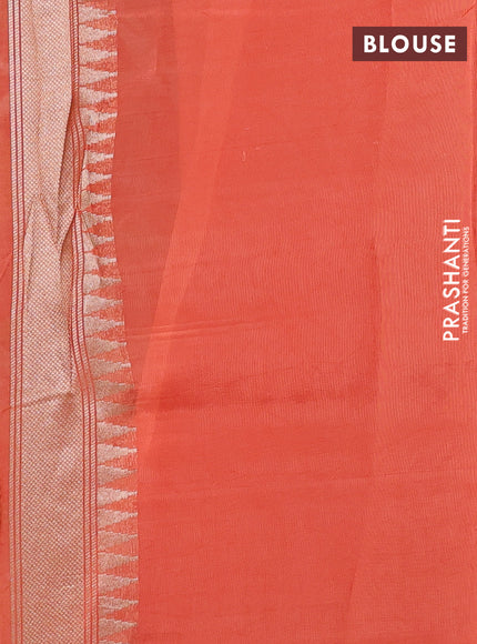 Kosa jamdhani silk saree orange with allover thread & zari weaves and zari woven border