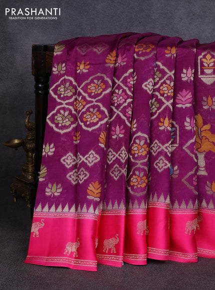 Kosa jamdhani silk saree purple and pink with allover thread & zari weaves and zari woven border