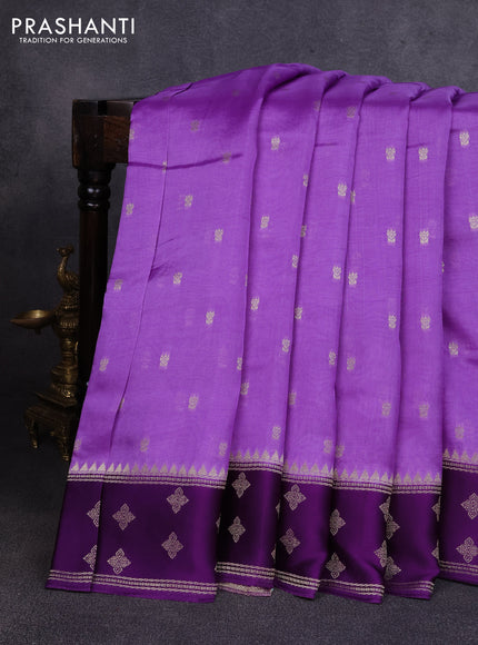 Kosa jamdhani silk saree lavender and violet with allover thread & zari woven buttas and zari woven border