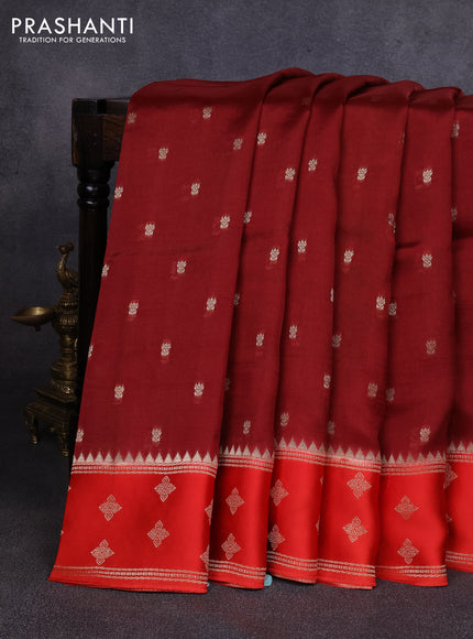 Kosa jamdhani silk saree coffee brown and rust shade with allover thread & zari woven buttas and zari woven border
