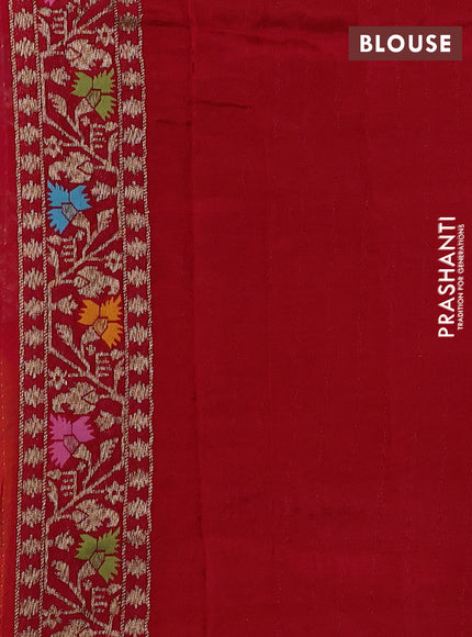 Kosa jamdhani silk saree mustard yellow and pink with allover thread & zari weaves and rettapet woven border
