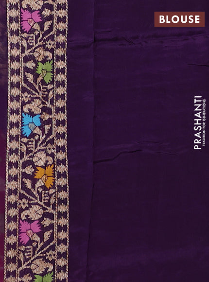 Kosa jamdhani silk saree pink and violet with allover thread & zari weaves and rettapet woven border
