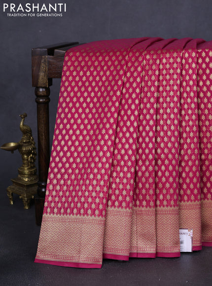 Banarasi silk cotton saree pink with allover zari woven buttas and zari woven border
