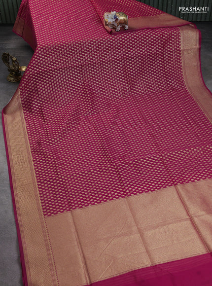 Banarasi silk cotton saree pink with allover zari woven buttas and zari woven border