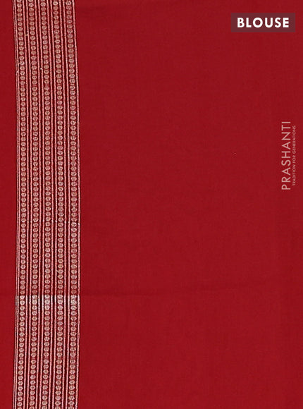 Banarasi silk cotton saree red with allover zari woven buttas and zari woven border