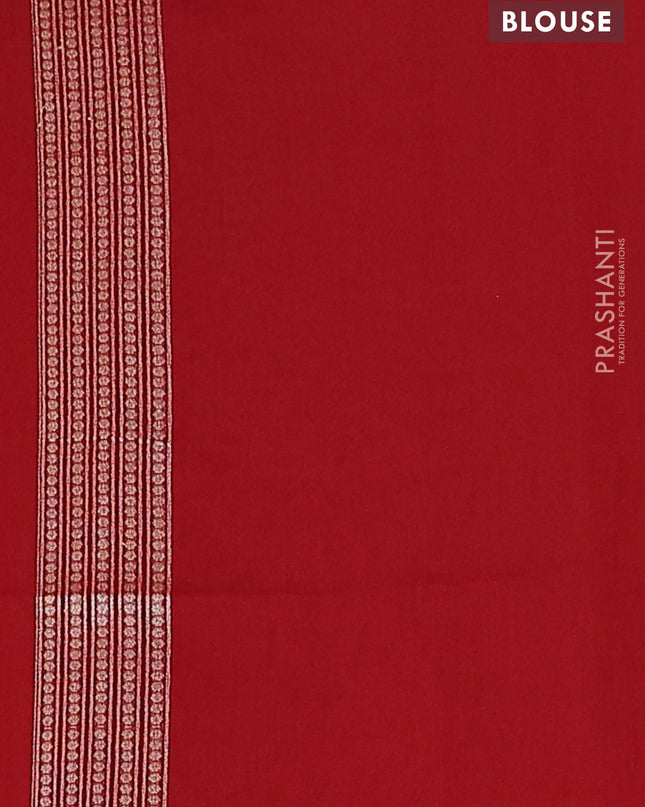 Banarasi silk cotton saree red with allover zari woven buttas and zari woven border