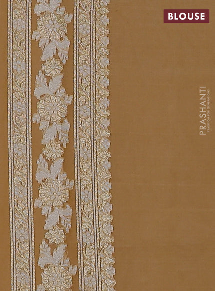 Banarasi silk cotton saree sandal with allover zari weaves and thread & zari woven border