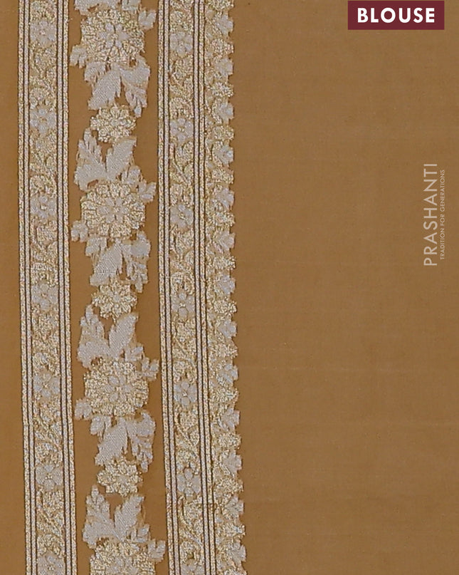 Banarasi silk cotton saree sandal with allover zari weaves and thread & zari woven border