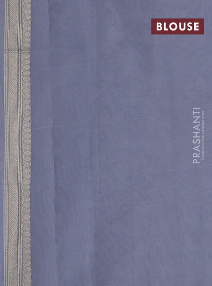 Banarasi silk cotton saree grey with allover zari weaves and zari woven border