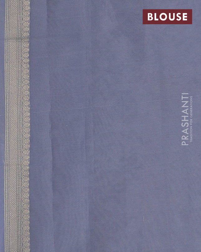 Banarasi silk cotton saree grey with allover zari weaves and zari woven border