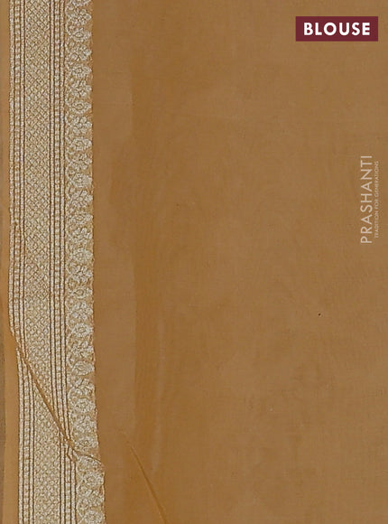 Banarasi silk cotton saree sandal with allover zari weaves and zari woven border