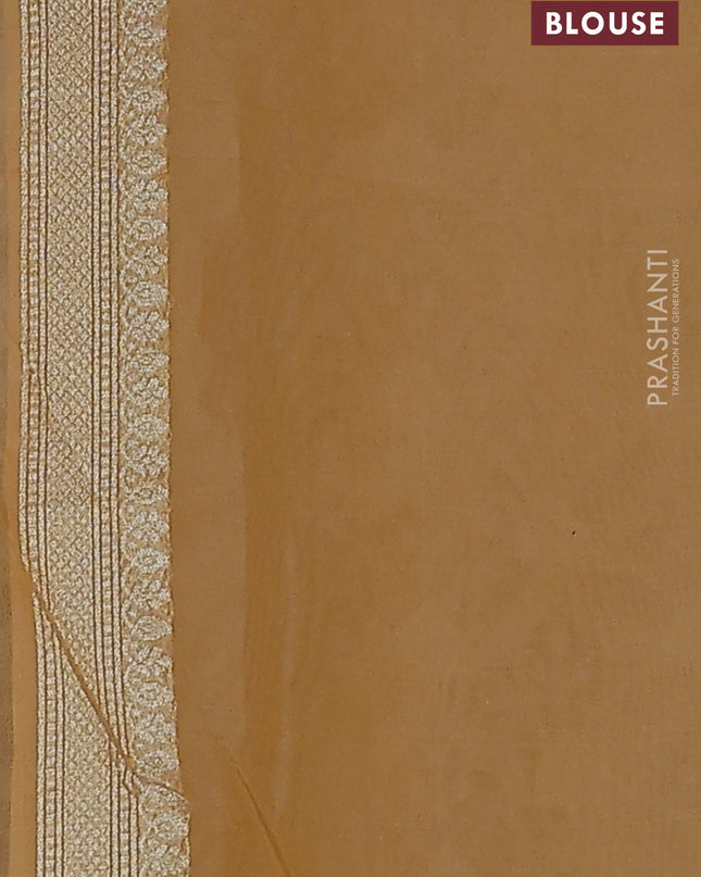 Banarasi silk cotton saree sandal with allover zari weaves and zari woven border