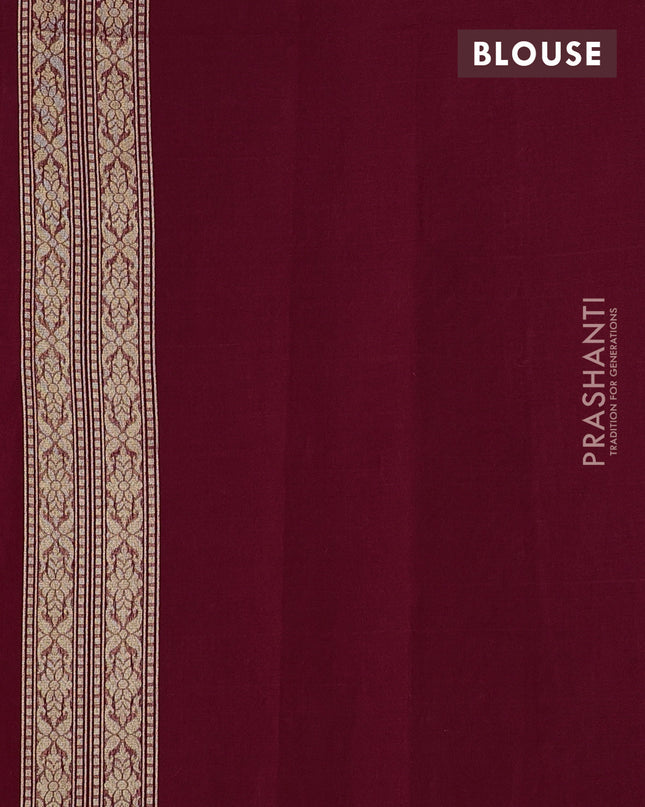 Banarasi silk cotton saree maroon with allover thread & zari woven buttas and zari woven border