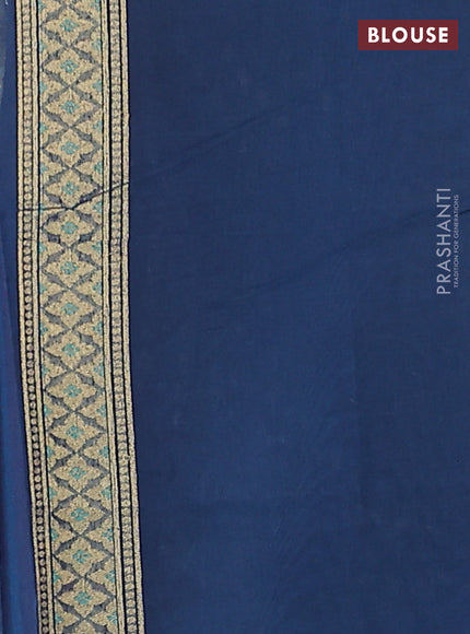 Banarasi silk cotton saree peacock blue with allover thread & zari woven buttas and thread & zari woven border