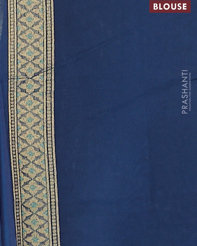 Banarasi silk cotton saree peacock blue with allover thread & zari woven buttas and thread & zari woven border