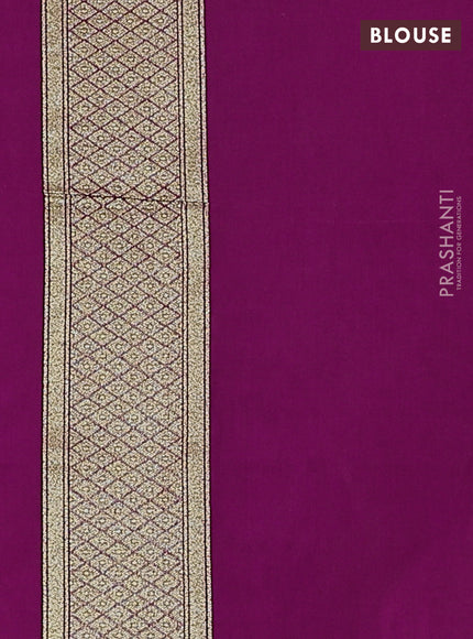 Banarasi silk cotton saree purple with allover floral zari woven buttas and zari woven border