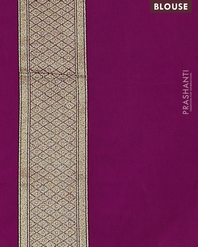 Banarasi silk cotton saree purple with allover floral zari woven buttas and zari woven border