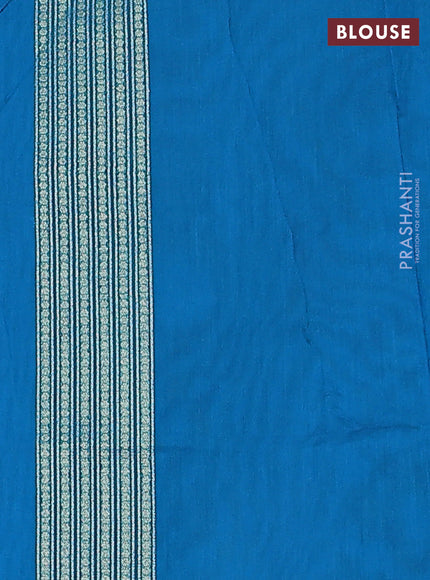Banarasi silk cotton saree cs blue with allover zari woven buttas and temple zari woven border