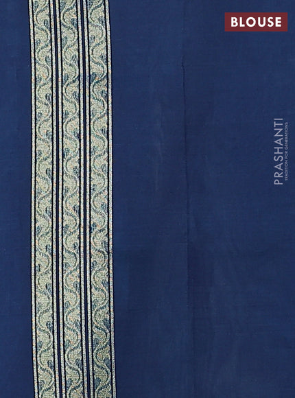 Banarasi silk cotton saree dual shade of bluish green with allover thread weaves & zari woven buttas and temple zari woven border