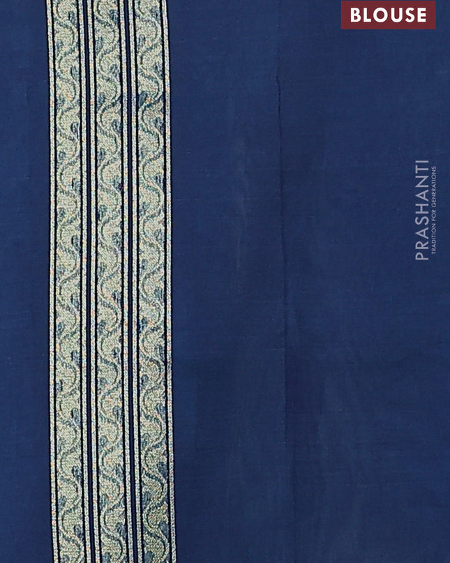Banarasi silk cotton saree dual shade of bluish green with allover thread weaves & zari woven buttas and temple zari woven border