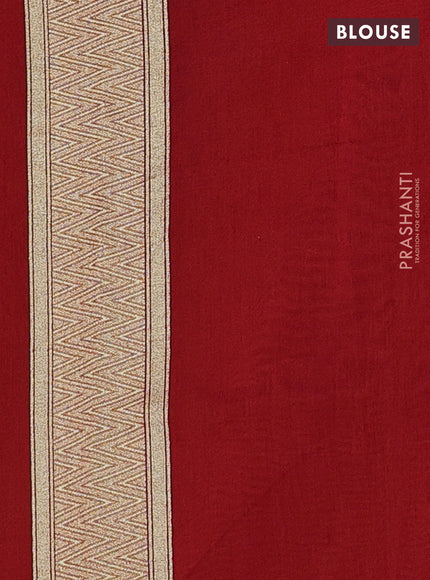 Banarasi silk cotton saree red with allover zari weaves and zari woven border