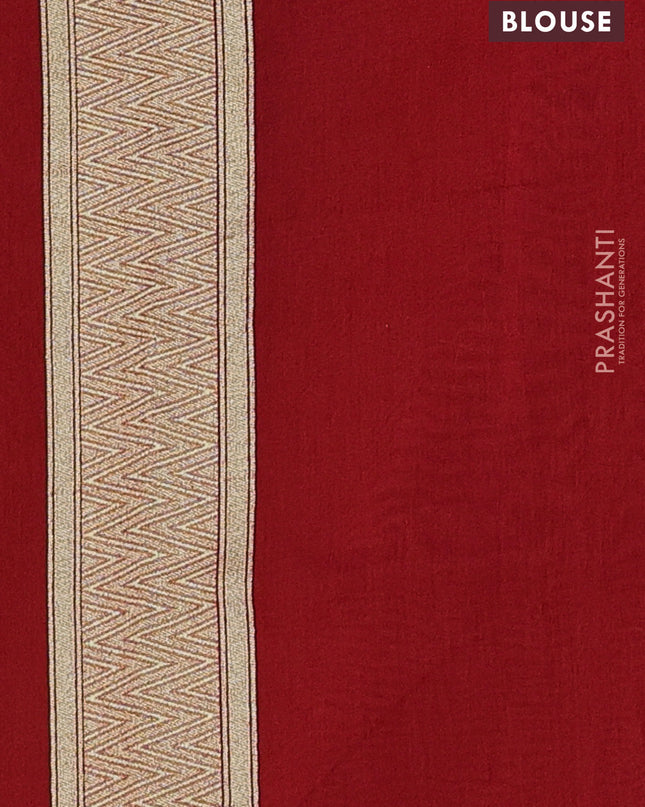 Banarasi silk cotton saree red with allover zari weaves and zari woven border