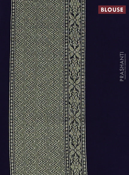 Banarasi silk cotton saree navy blue with allover zari weaves and zari woven border