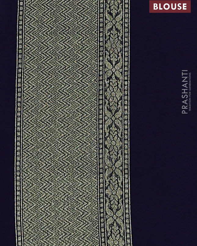 Banarasi silk cotton saree navy blue with allover zari weaves and zari woven border