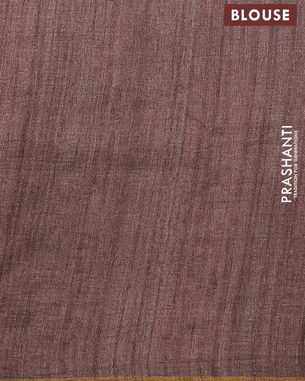 Semi tussar saree deep maroon and mustard yellow with allover kalamkari prints and mirror work