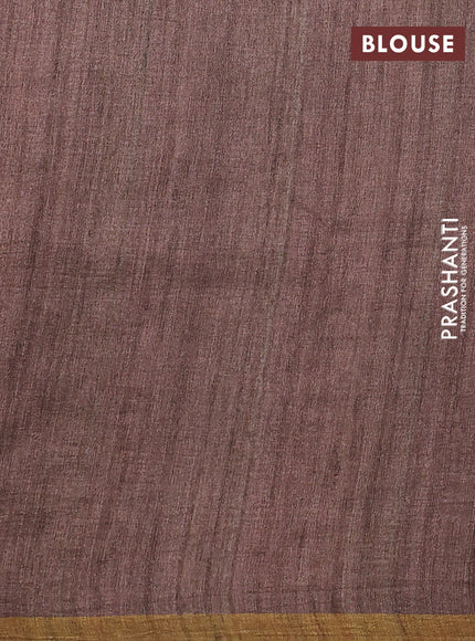 Semi tussar saree deep maroon and mustard yellow with allover kalamkari prints and mirror work