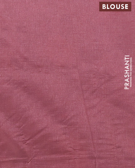 Semi tussar saree grey and dark peach with allover kalamkari prints and mirror work