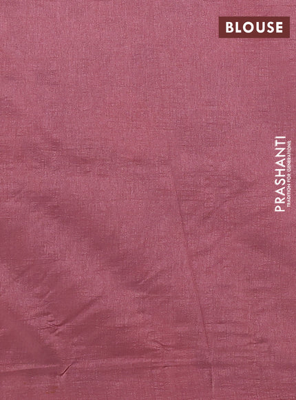 Semi tussar saree grey and dark peach with allover kalamkari prints and mirror work