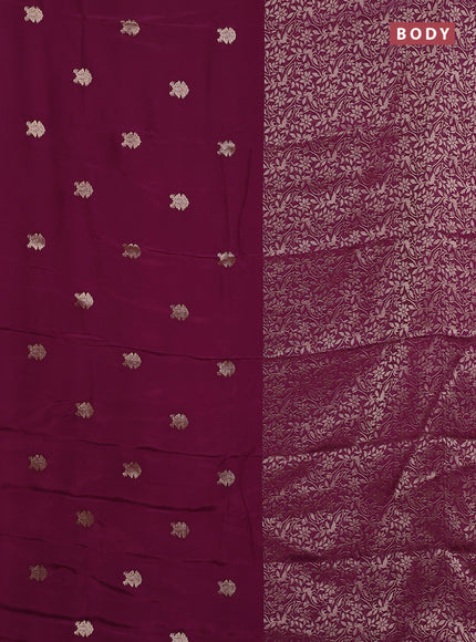 Semi mysore silk saree purple and yellow with half & half style and long zari woven border