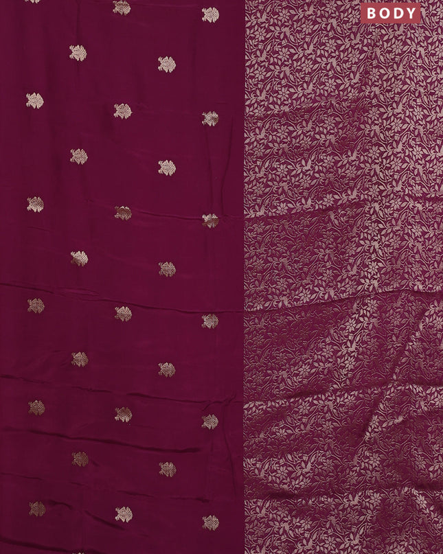 Semi mysore silk saree purple and yellow with half & half style and long zari woven border