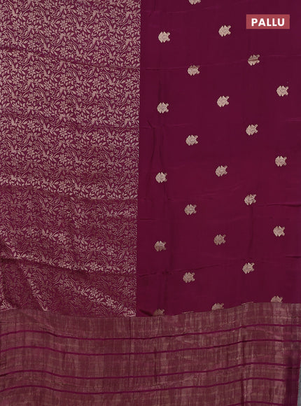 Semi mysore silk saree purple and yellow with half & half style and long zari woven border