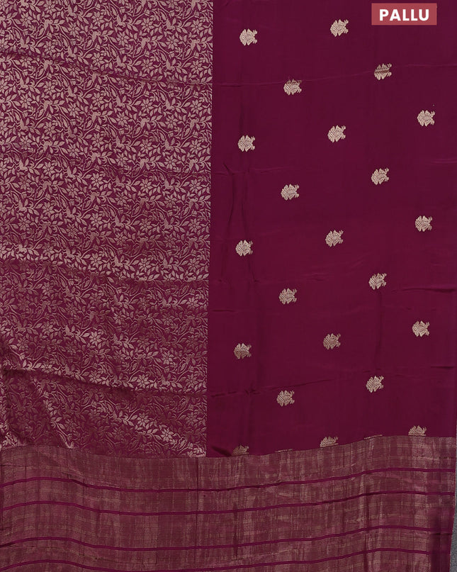 Semi mysore silk saree purple and yellow with half & half style and long zari woven border