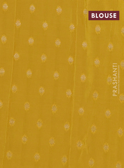 Semi mysore silk saree purple and yellow with half & half style and long zari woven border