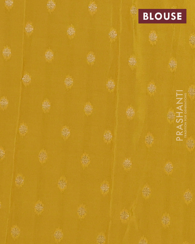 Semi mysore silk saree purple and yellow with half & half style and long zari woven border