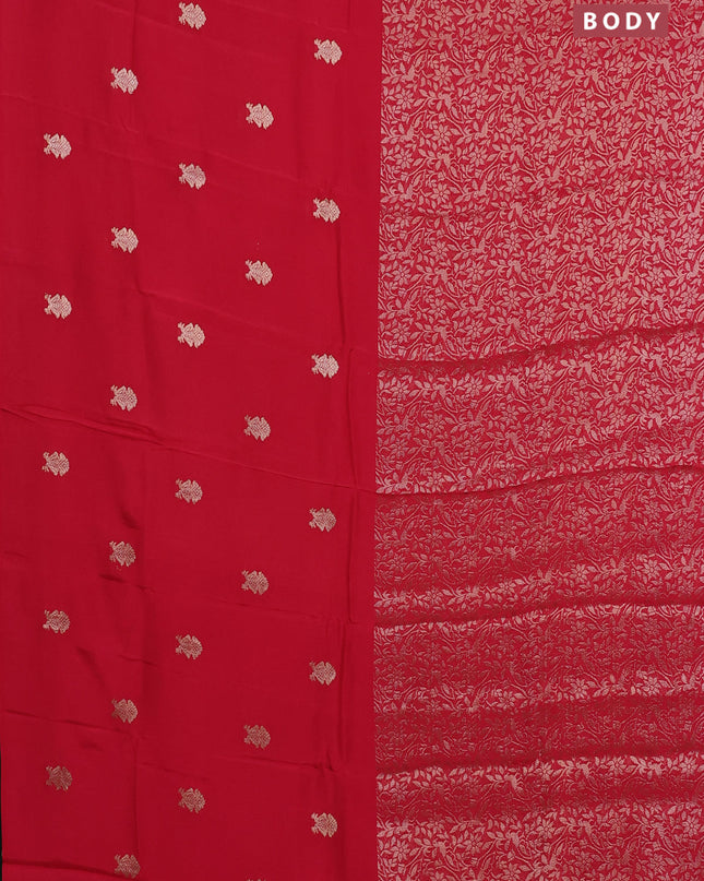 Semi mysore silk saree maroon and green with half & half style and long zari woven border
