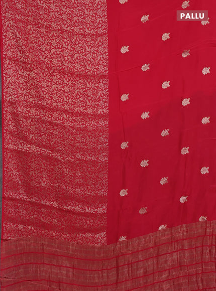 Semi mysore silk saree maroon and green with half & half style and long zari woven border